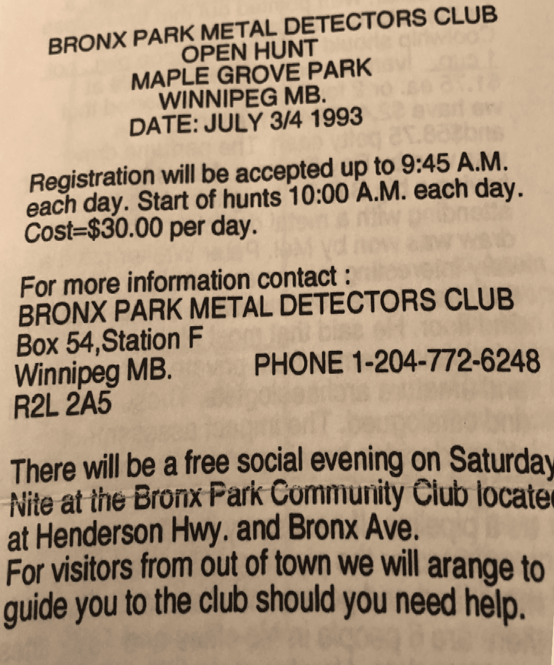 Bronx Park CLub Event 1993